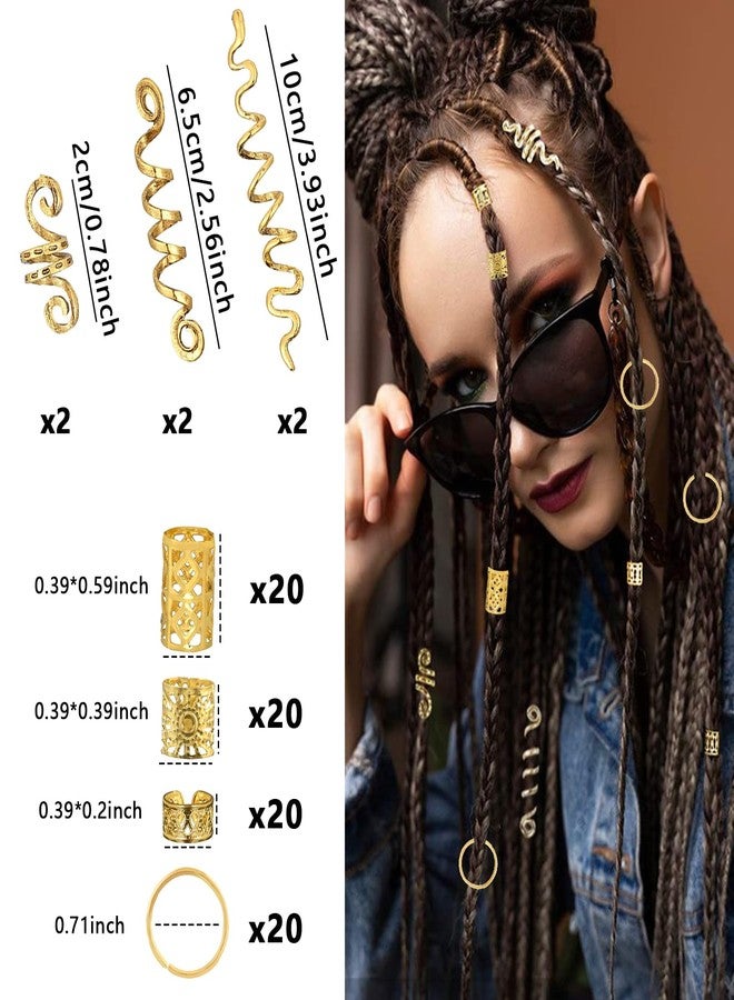 Snmzlc 86 Pcs Serpentine shaped gold hair braids dreadlock hair beads Non-Piercing Ear Clip hair jewelry for braids accessories for Women Men Hair AccessoriesUS364 (gold) - Image 2